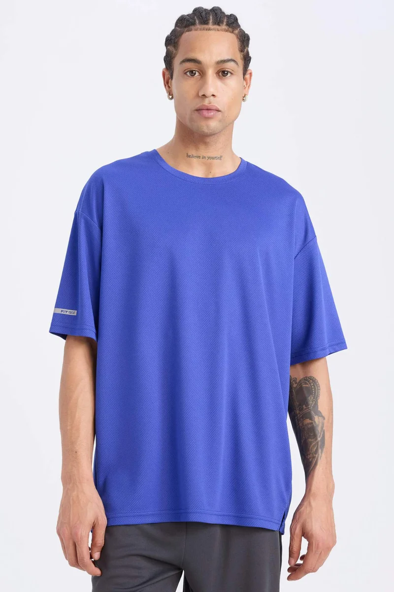 DeFacto DeFactoFit Boxy Fit Crest Printed Printed Sports T-Shirt