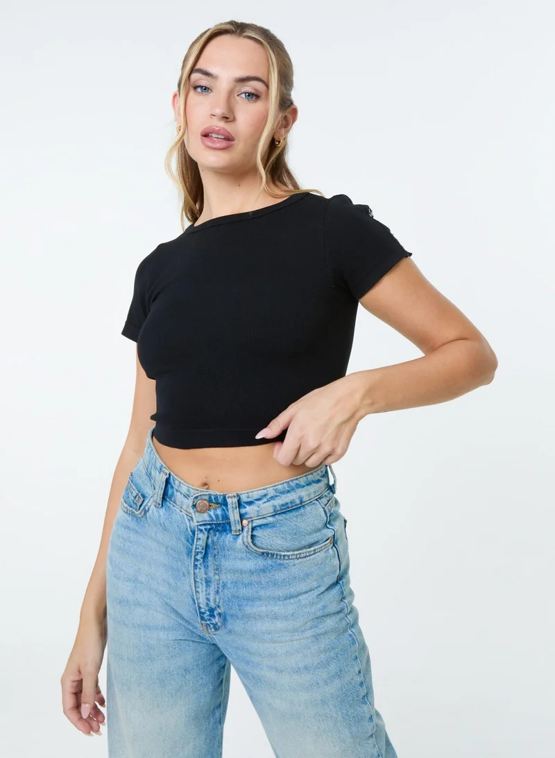 Pink Vanilla Hook &amp; Eye Shoulder Detail Crop Top