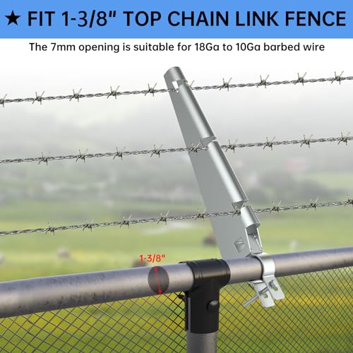 YanTuo 10 Pack Barbed Wire Arm for 1-3/8" Chain Link Fence, Galvanized Steel Fence Height Extender for Garden, for Outdoor Fences to Increase Height, Protect Privacy and Pets Jumping Off - Image 2
