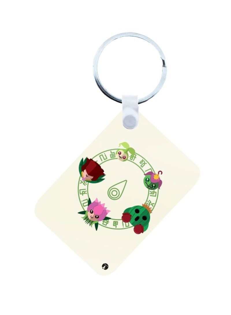 Anime Digimon Printed Keychain White/Green/Red