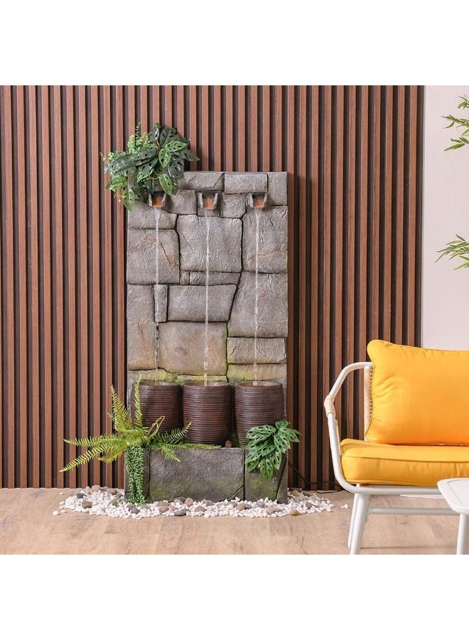DANUBE HOME Laguna Fountain Made of Polyresin Natural Flowing Water Meditation Modern Design Zen Water Falls Decor For Home Office | Decorative Outdoor Fountain Floor Standing Design Outdoor Decor For Garden Patio Backyard  - Image 1