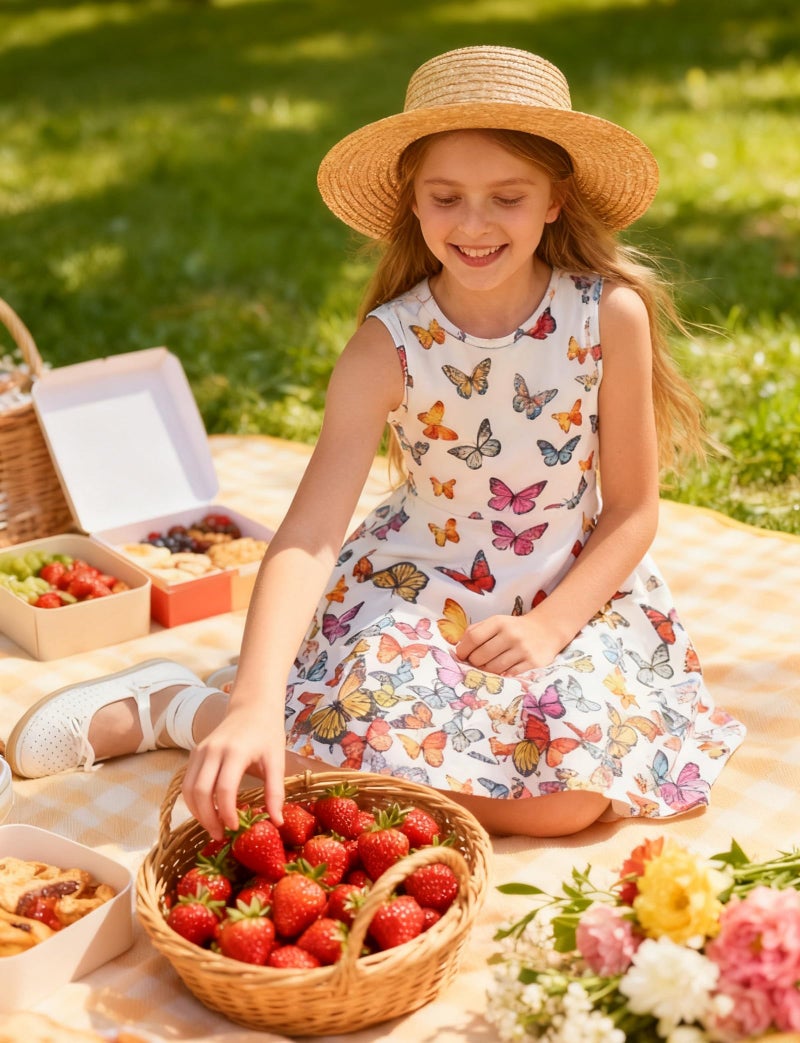 BFUSTYLE Fancy Dresses for Girls Summer Playwear Butterfly Dress Twirl Sleeveless Sundress for Girl 10-13 Years - Image 2
