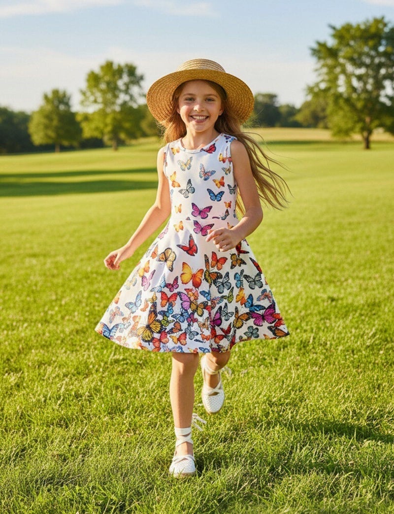 BFUSTYLE Fancy Dresses for Girls Summer Playwear Butterfly Dress Twirl Sleeveless Sundress for Girl 10-13 Years - Image 4