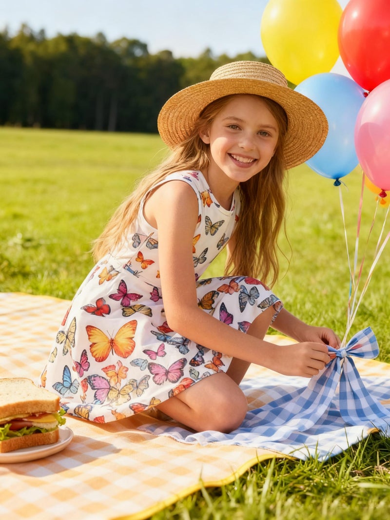 BFUSTYLE Fancy Dresses for Girls Summer Playwear Butterfly Dress Twirl Sleeveless Sundress for Girl 10-13 Years - Image 3