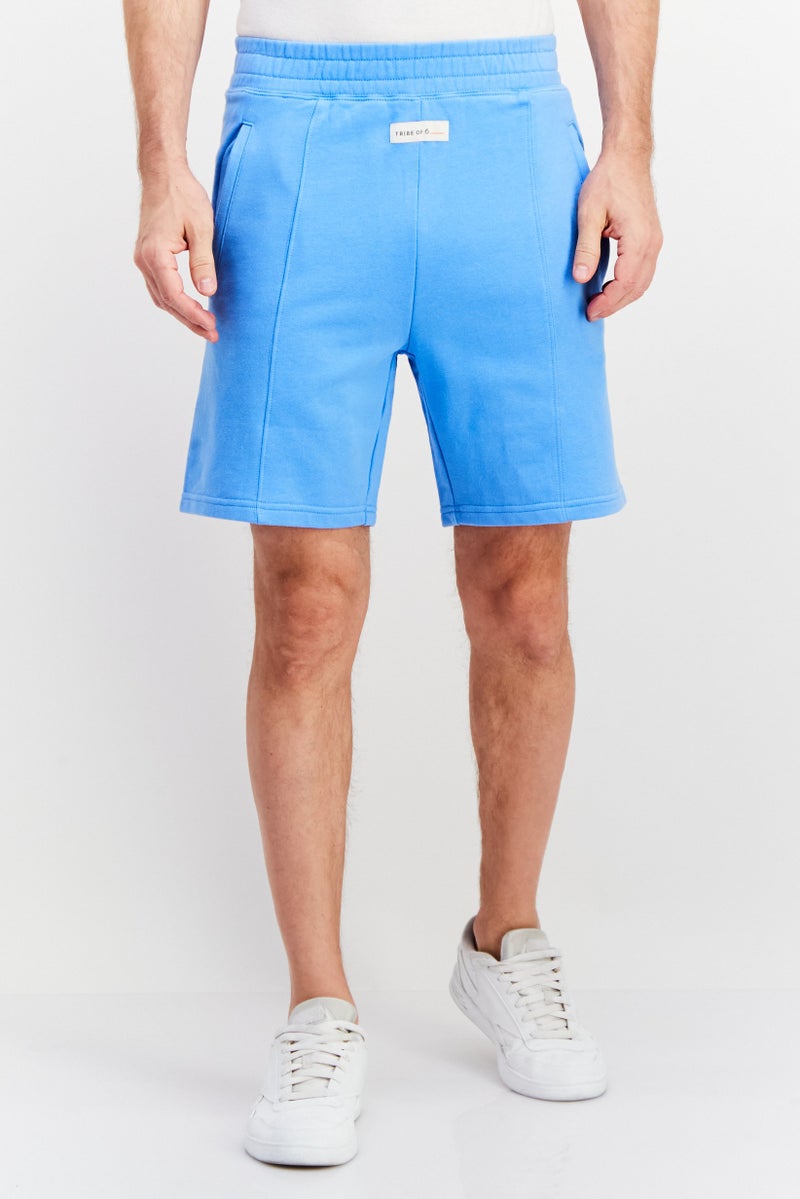 TRIBE OF 6 Men Plain Basic Shorts, Blue - Image 1