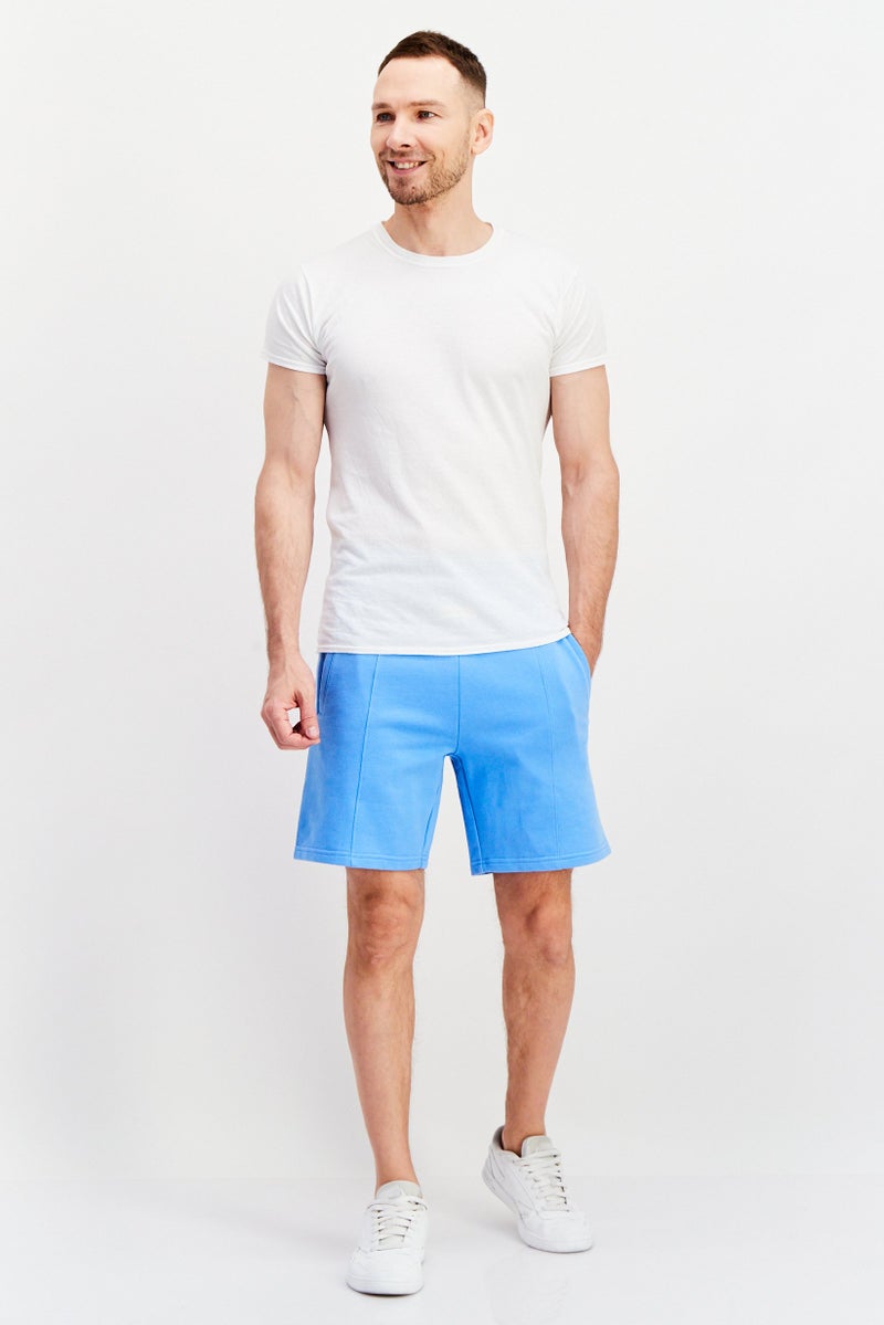 TRIBE OF 6 Men Plain Basic Shorts, Blue - Image 4