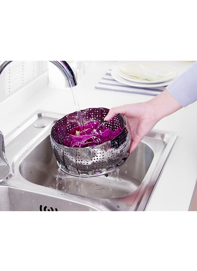 Syga SYGA Stainless Steel Vegetable Steamer Basket/Insert for Pots, Pans, Crock Pots & More. 5.6" to 9"  - Image 4