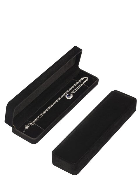 Elegant Velvet Jewelry Chain Necklace and Bracelet Set in Gift Box Ideal for Weddings Engagements Birthdays and Anniversaries Black Color