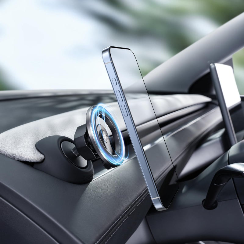 YONZEE Magnetic Phone Mount for Tesla Model Y Juniper 2024-2026 & Model 3 Highland, Dashboard Hidden Design, 360Â° Rotatable Car Holder, Stable Anti-Shake Mount, Does Not Block View, Easy to Install - Image 2