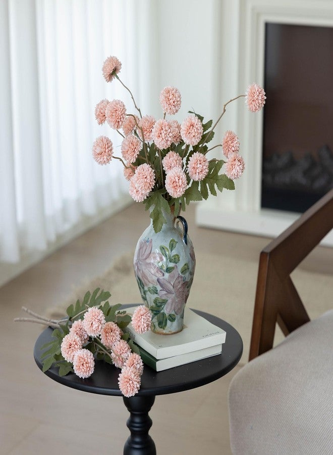 mizii 6Pcs Pink Fake Silk Pompon Mum Artificial Flowers Bulk Small Faux Chrysanthemums with Stems Realistic Floral Decorations for Wedding DIY Bouquet Centerpieces Shower Vase Home Decor (Light Pink) - Image 4