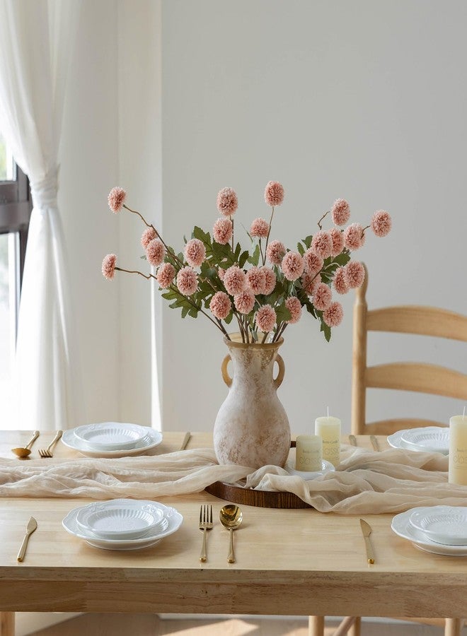 mizii 6Pcs Pink Fake Silk Pompon Mum Artificial Flowers Bulk Small Faux Chrysanthemums with Stems Realistic Floral Decorations for Wedding DIY Bouquet Centerpieces Shower Vase Home Decor (Light Pink) - Image 3