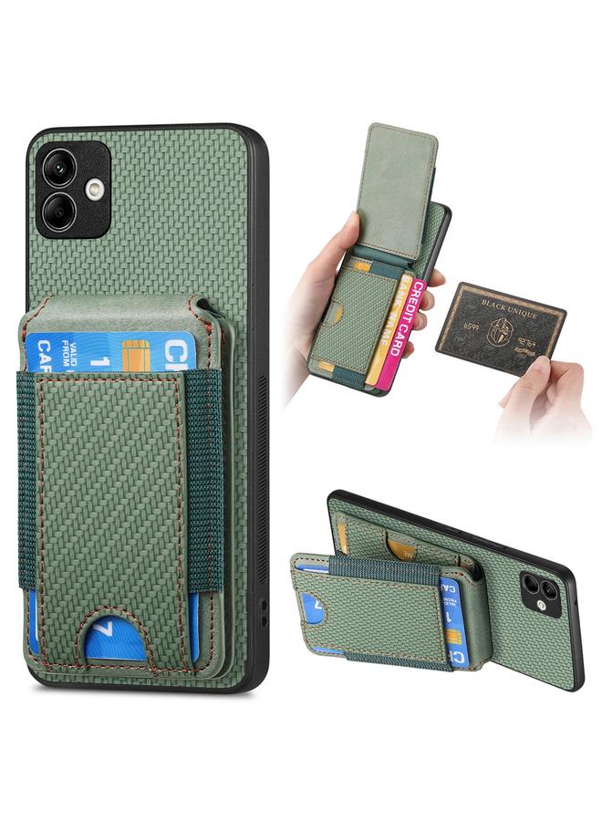 S-TOP Case For Samsung Galaxy A12 5G Carbon Fiber Vertical Flip Wallet Stand Phone Case - Image 1