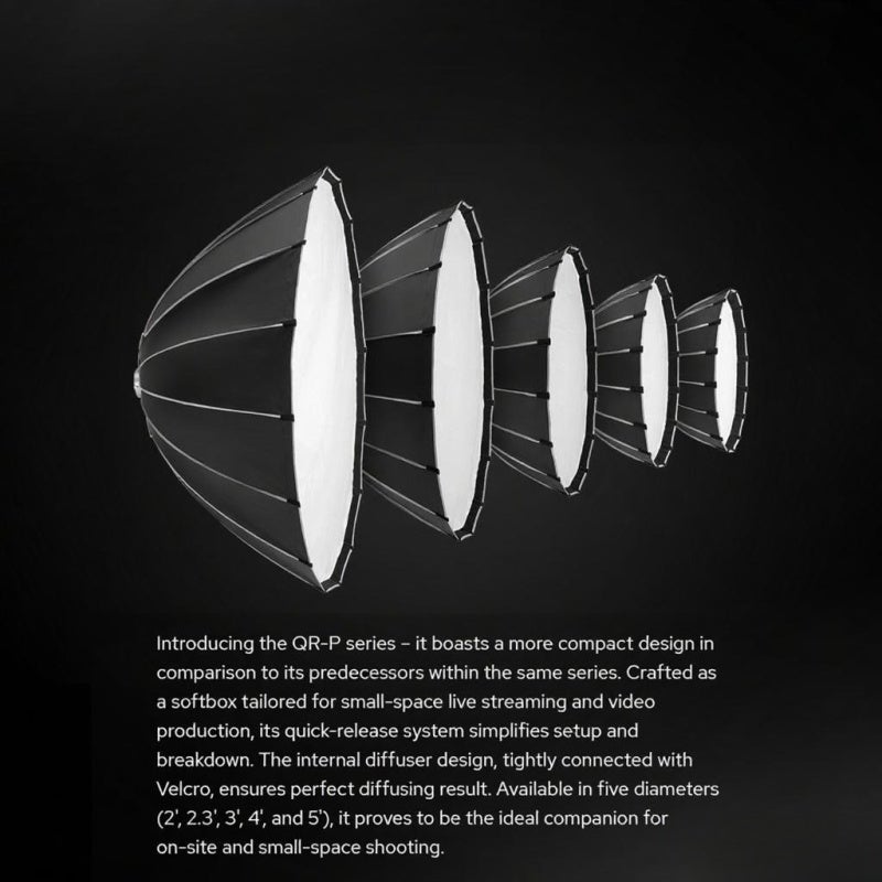 Parabolic Softbox 90cm Black - Strong Durable Metal Struts Light Diffuser - Quick Release Universal Bowen Mount for Studio Portrait Indoor Photography - Image 4