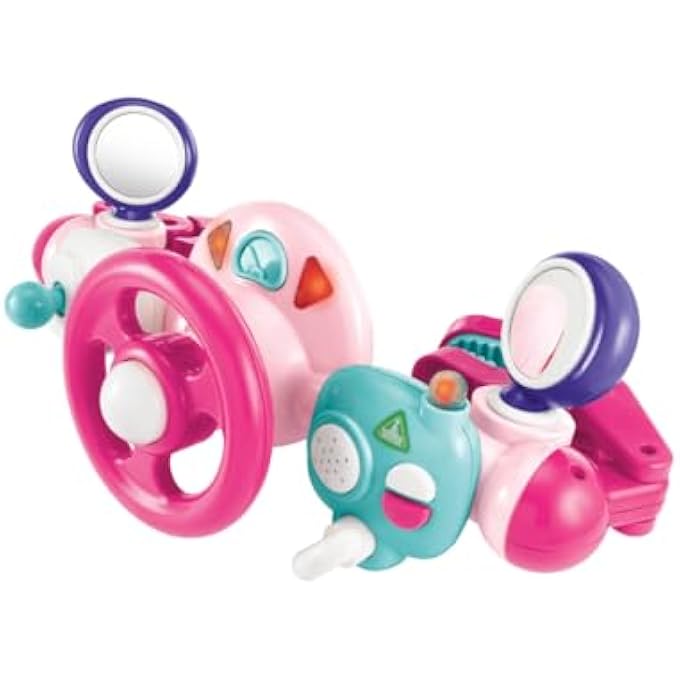 DEVELOPMENT WALL LIGHT AND SOUND BUGGY DRIVER PINK BATTERY OPERATED, PUSH CHAIR FUN, ACTIVITY TOYS, LIGHTS & SOUND, IMAGINATIVE PLAY, 1 YEARS + - Image 1