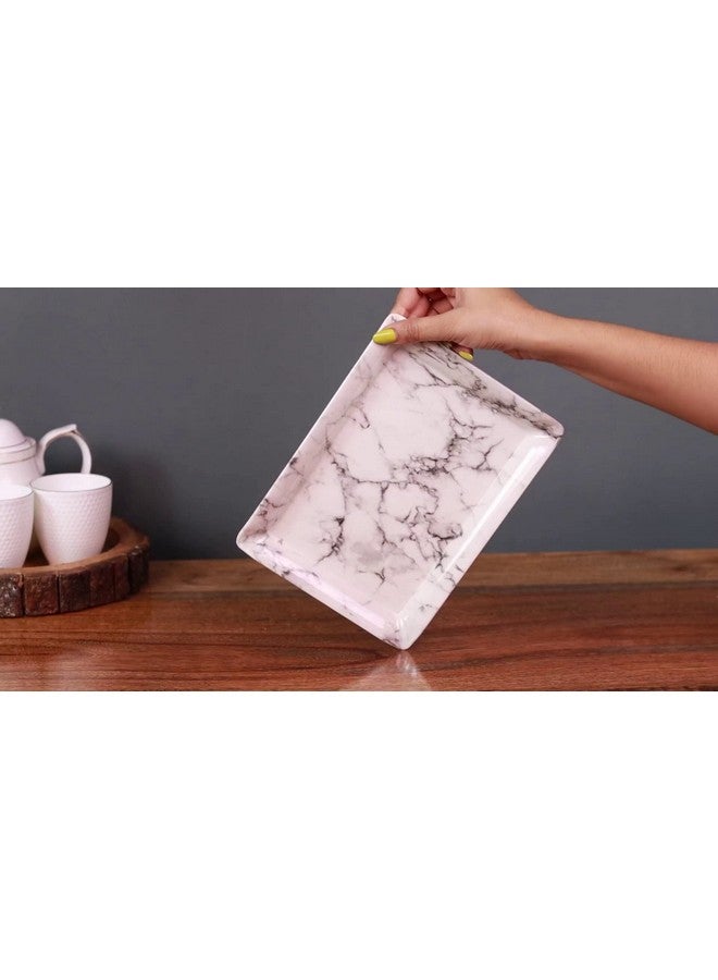 Naivete Marble Printed Black Melamine Serving Rectangular Tray For Kitchen, Dining, Serving And Desk Tray Set (Small, Medium, Large) -Pack Of 3 - Image 5