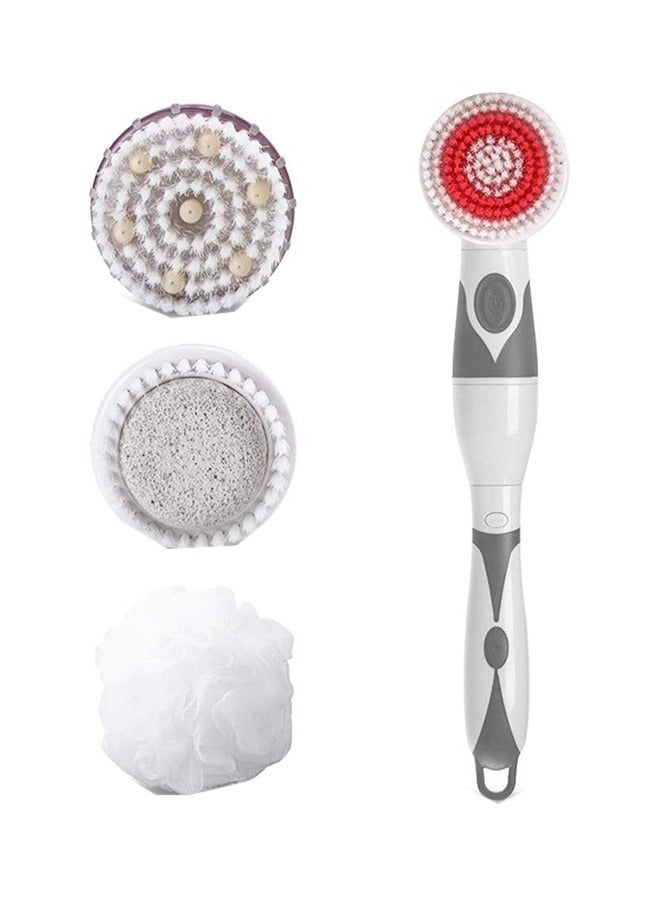 Electric Body Brush, 360 Degree Rechargeable Electric Body Scrubber Bath Brush Long Handle for Shower, Soft Silicone Spin Skin Brush with 3 Brush Heads, IPX6 Waterproof Back Brush for Man and Women - Image 1