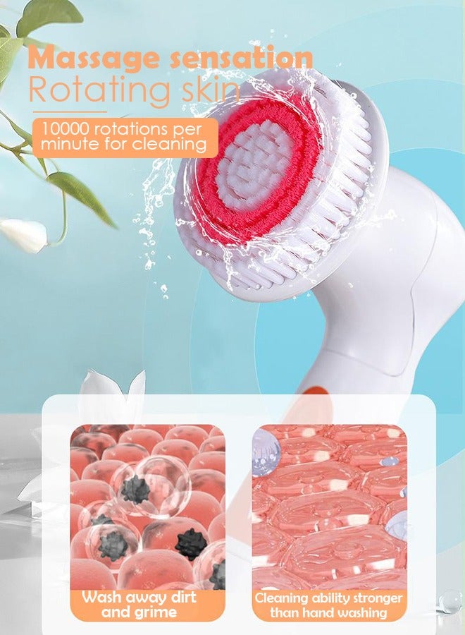 Electric Body Brush, 360 Degree Rechargeable Electric Body Scrubber Bath Brush Long Handle for Shower, Soft Silicone Spin Skin Brush with 3 Brush Heads, IPX6 Waterproof Back Brush for Man and Women - Image 4
