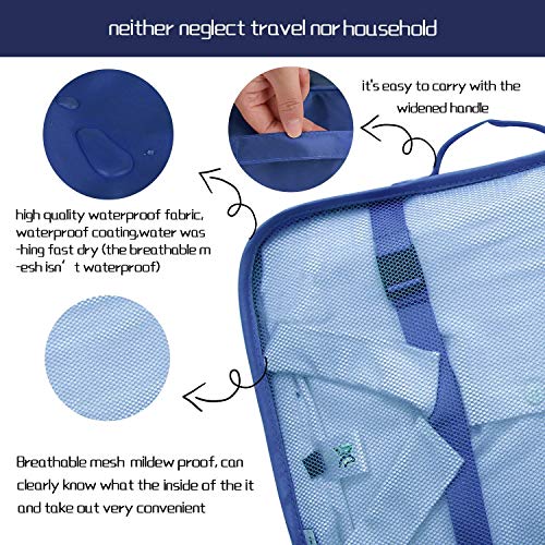 TS WITH TECHSUN Travel Organizer 7 in 1 Travel Laundry Cosmetics Luggage Packing Organizers Set Makeup Bags Organizer Packing Cubes with Shoe Bag for Travel, Nylon (Dark Blue) - Image 4