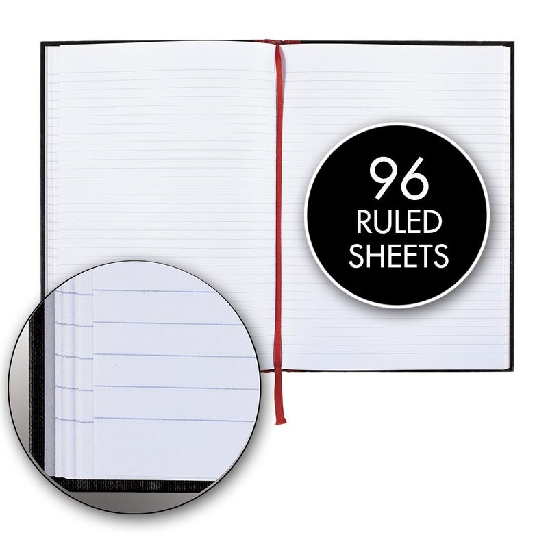 Black n' Red Notebook, Durable Hardcover, Premium Optik Paper, Scribzee App Compatible, Casebound Binding, 8-1/4" x 5-7/8", 96 Double-Sided Ruled Sheets, Pack of 2 (73405) - Image 4