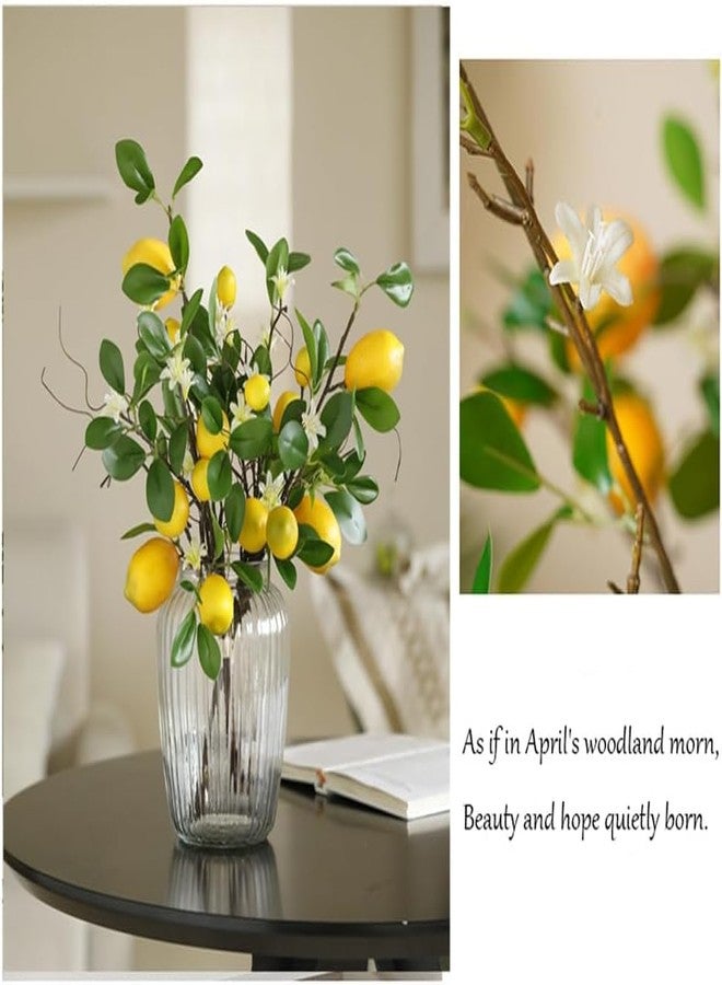Laelfe 2 Bunches Artificial Lemons Branches Faux Lemons Fruit with Stem Fake Lemon Decoration for Kitchen Farmhouse Decor (Yellow)… - Image 4