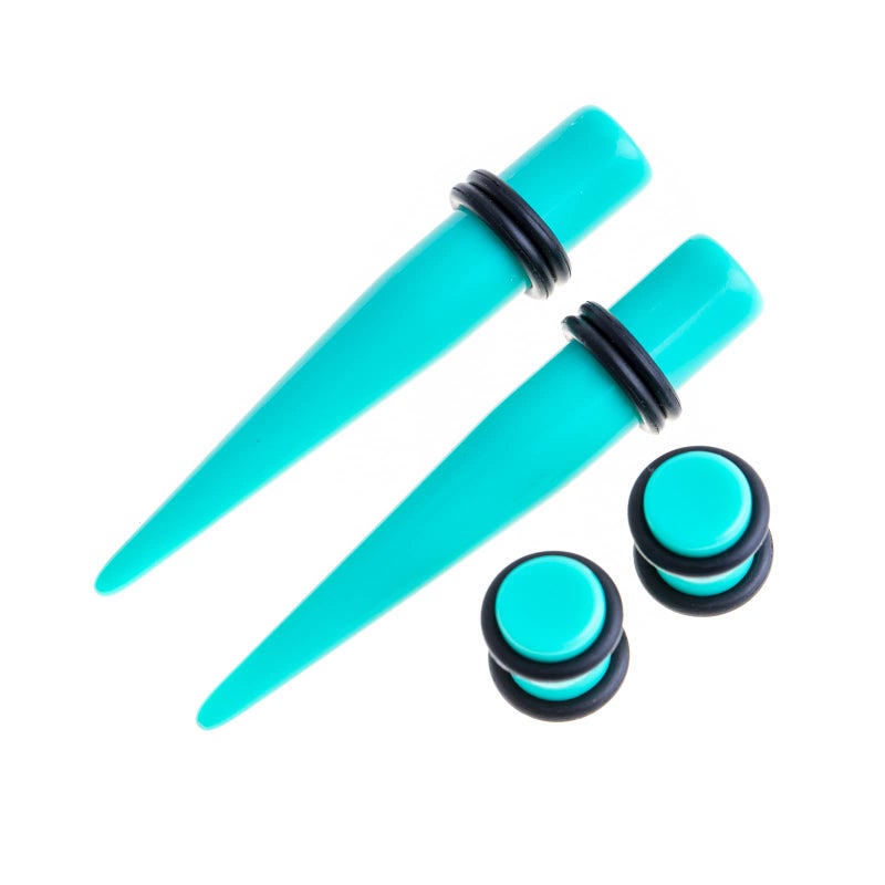 Memsion Ear Stretching Kit 50 Pieces Earrings 14Gauges-00Gauges Earrings Acrylic Tapers Plugs Silicone Tunnels Ear Gauges Expander Set Body Piercing kit Piercing Jewelry Green Color - Image 3