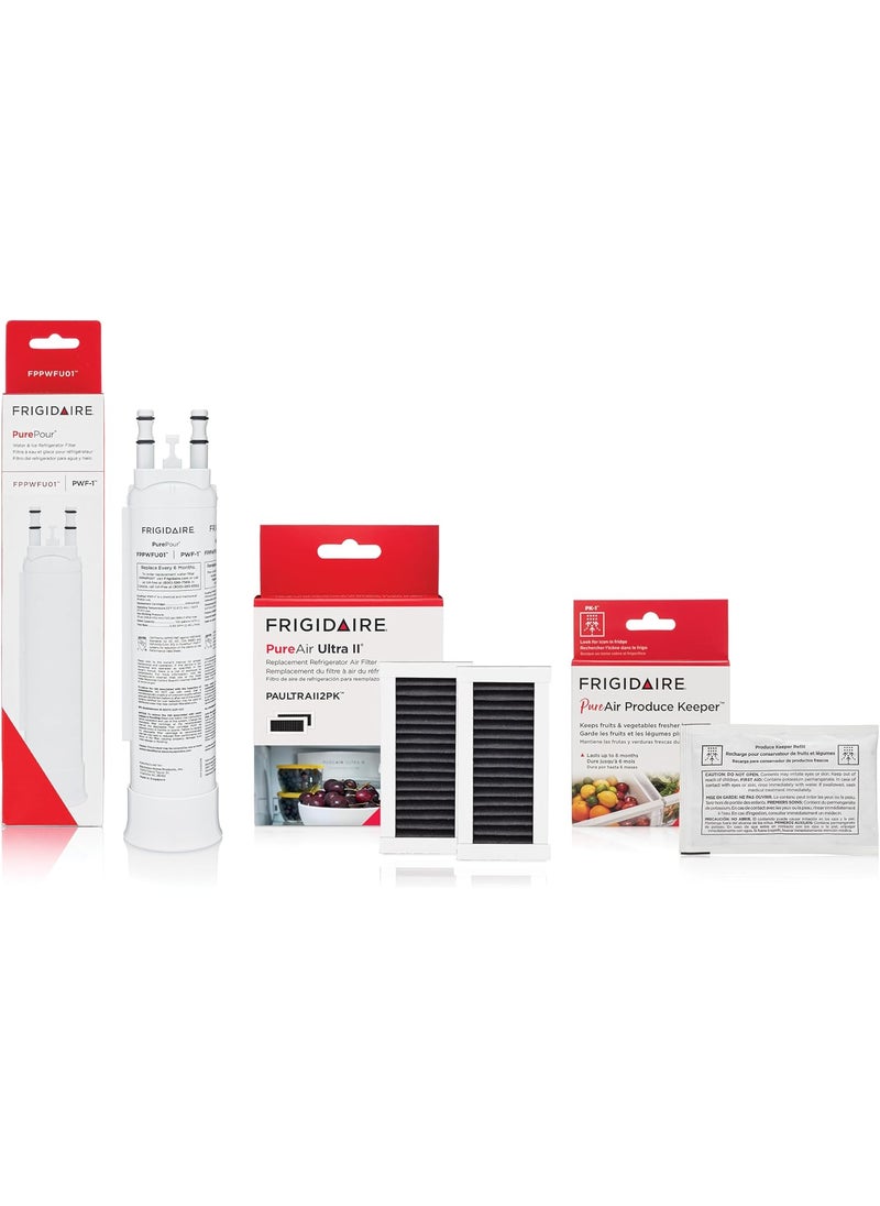 FRIGIDAIRE Frigidaire PurePour PWF1 FPPWFU01  2 PureAir Ultra II PAULTRA2  PureAir PK1 FRPAPKRF Water  Air Filter Combo 