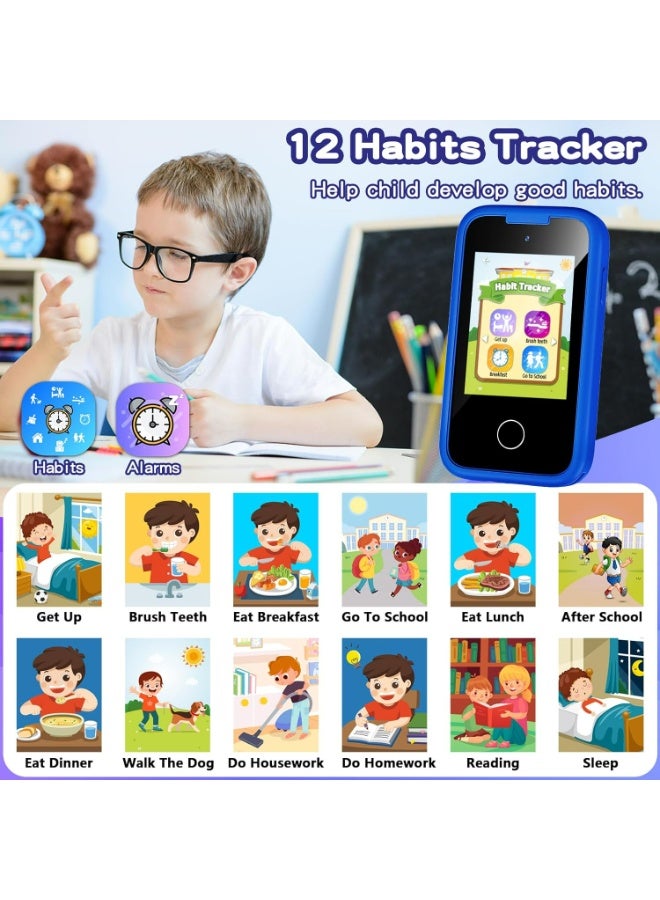 أوزيغالور لعبة هاتف ذكي للأطفال الصبيان، هاتف تعليمي بشاشة لمس مقاس 2.8 بوصة مزود بكاميرا مزدوجة ومشغل موسيقى وبطاقة ذاكرة سعة 8 جيجابايت (أزرق) - Image 5