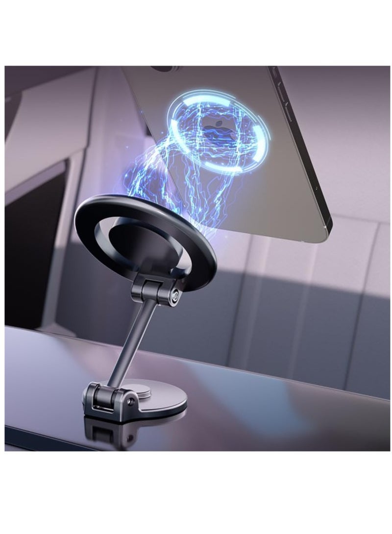 Excefore حامل هاتف مغناطيسي قوي قابل للطي للسيارة، حامل هاتف معدني للسيارة بتصميم على شكل عنق البجعة، حامل هاتف للسيارة - Image 3