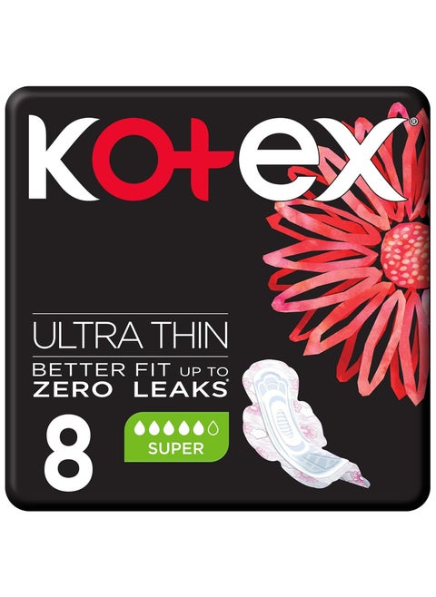 Kotex Ultra Thin Pads, Super Size Sanitary Pads with Wings