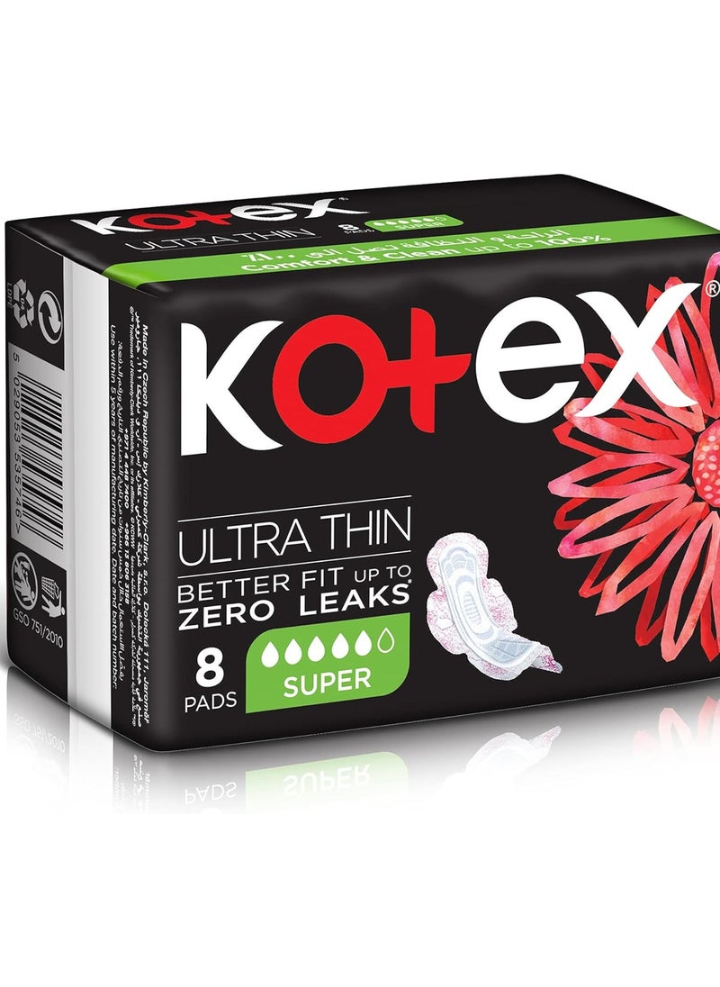 Kotex Ultra Thin Pads, Super Size Sanitary Pads with Wings