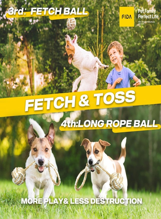 Fida Dog Rope Toys 4 Pack, Puppy Teething Sturdy Cotton Chew Tug Ropes Indoor/Outdoor, Exercise Interactive Tug O'War Toys Set for Boredom Small-Meidum Dogs - Image 3