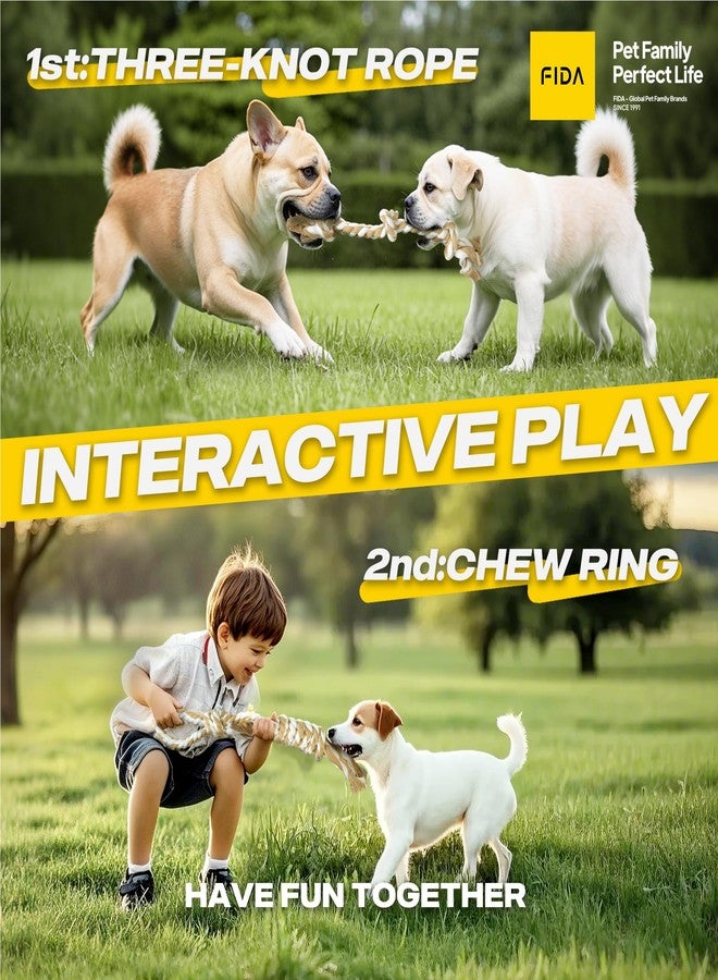 Fida Dog Rope Toys 4 Pack, Puppy Teething Sturdy Cotton Chew Tug Ropes Indoor/Outdoor, Exercise Interactive Tug O'War Toys Set for Boredom Small-Meidum Dogs - Image 2