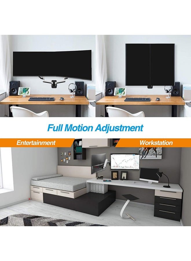 AVLT Dual 13"-32" Monitor Wall Mount fits Two Flat/Curved Computer Monitor Full Motion Height Swivel Tilt Rotation Adjustable Monitor Arm - VESA/Cable Management - Image 4