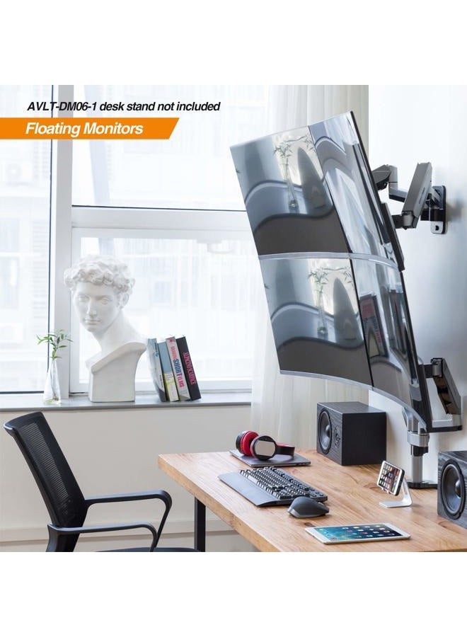 AVLT Dual 13"-32" Monitor Wall Mount fits Two Flat/Curved Computer Monitor Full Motion Height Swivel Tilt Rotation Adjustable Monitor Arm - VESA/Cable Management - Image 5