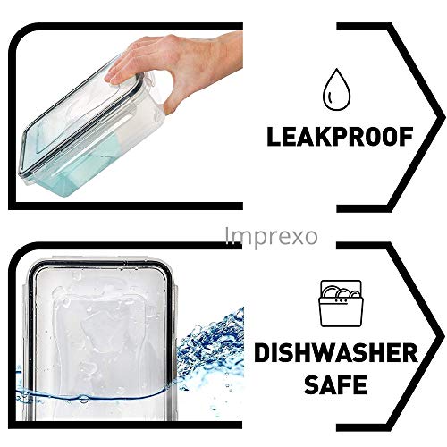 IMPREXO Air Tight Food Storage Containers Kitchen Containers For Storage Set Plastic Storage Box For Kitchen Airtight Containers Storage Jar Set For Kitchen Storage (Pack of 4,1300 ML),Assorted,Clear - Image 5