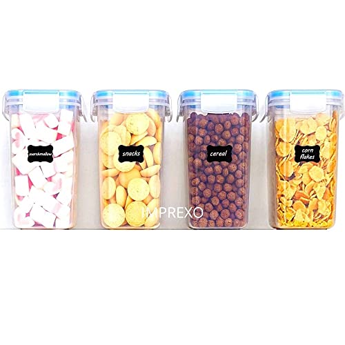 IMPREXO Air Tight Food Storage Containers Kitchen Containers For Storage Set Plastic Storage Box For Kitchen Airtight Containers Storage Jar Set For Kitchen Storage (Pack of 4,1300 ML),Assorted,Clear - Image 1
