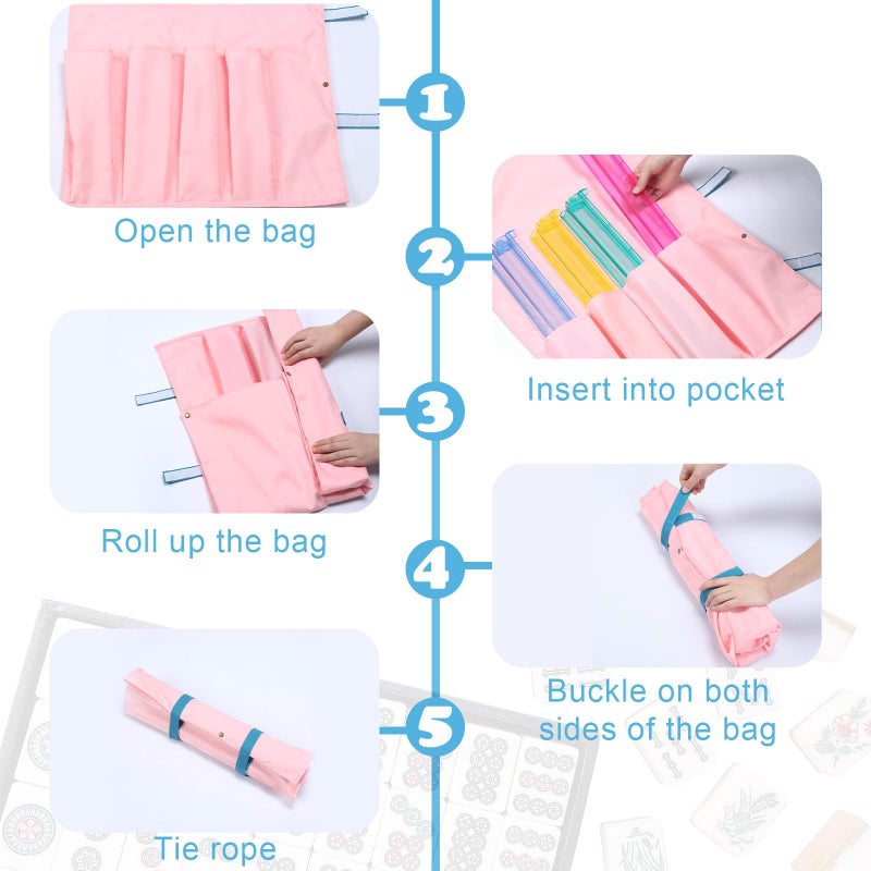 Locmeo 1 Pcs Mahjong Bags Protective Sleeve for Mahjong Racks and Pushers Tile Bag Accessory 20 Inch, Empty Mah Jong Bag Only (Pink) - Image 3