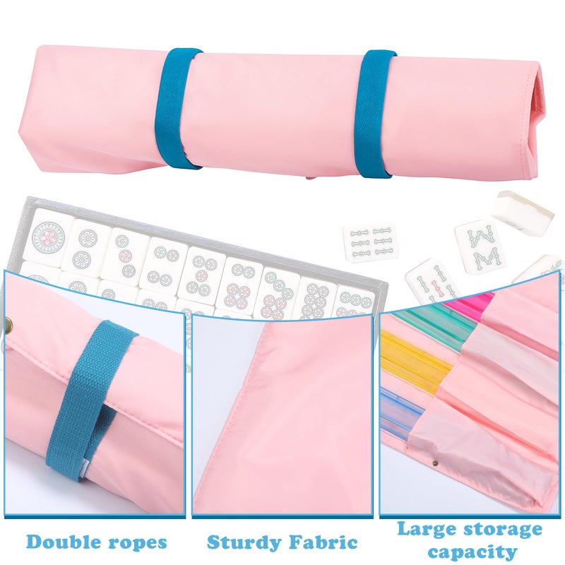 Locmeo 1 Pcs Mahjong Bags Protective Sleeve for Mahjong Racks and Pushers Tile Bag Accessory 20 Inch, Empty Mah Jong Bag Only (Pink) - Image 4