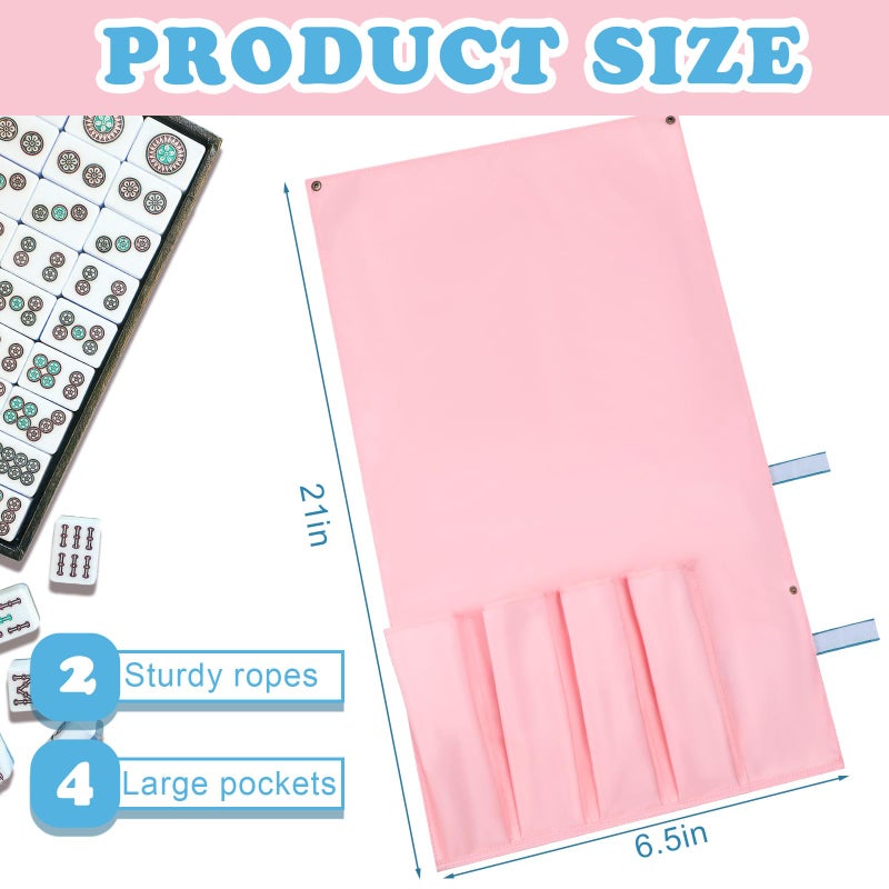 Locmeo 1 Pcs Mahjong Bags Protective Sleeve for Mahjong Racks and Pushers Tile Bag Accessory 20 Inch, Empty Mah Jong Bag Only (Pink) - Image 2