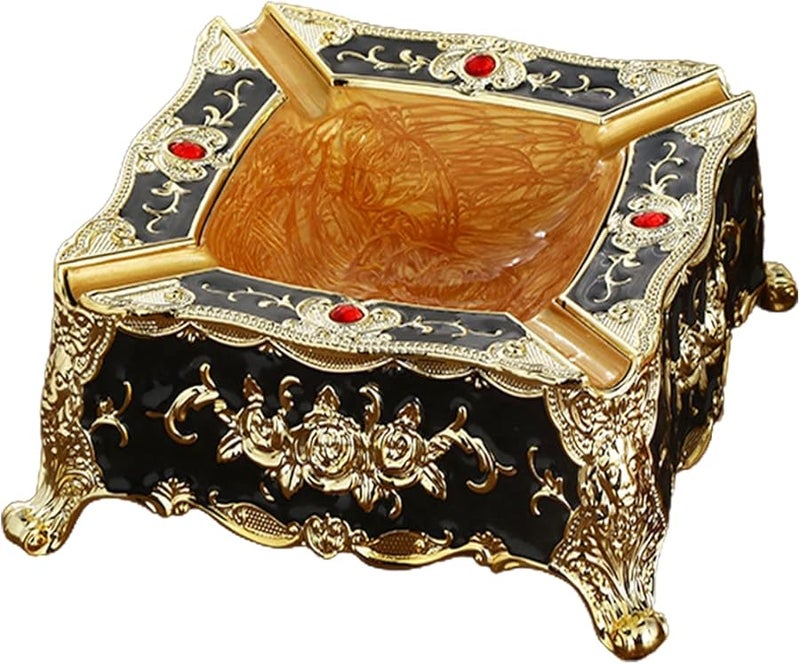 Gold Black Square Stackable Ashtray Home Hotel Accessories Tray - Image 2