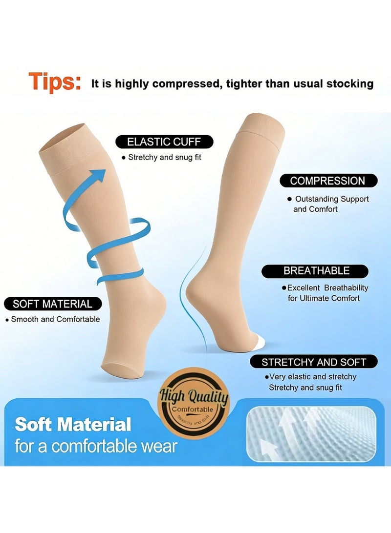YALONG 23-32 mmHg Open Toe Medical Compression Stockings for Women Men, Thigh High Graduated Compression Socks with Dot Silicone Band, Support Circulation Pressure Stockings for Varicose Veins, Edema - Image 3