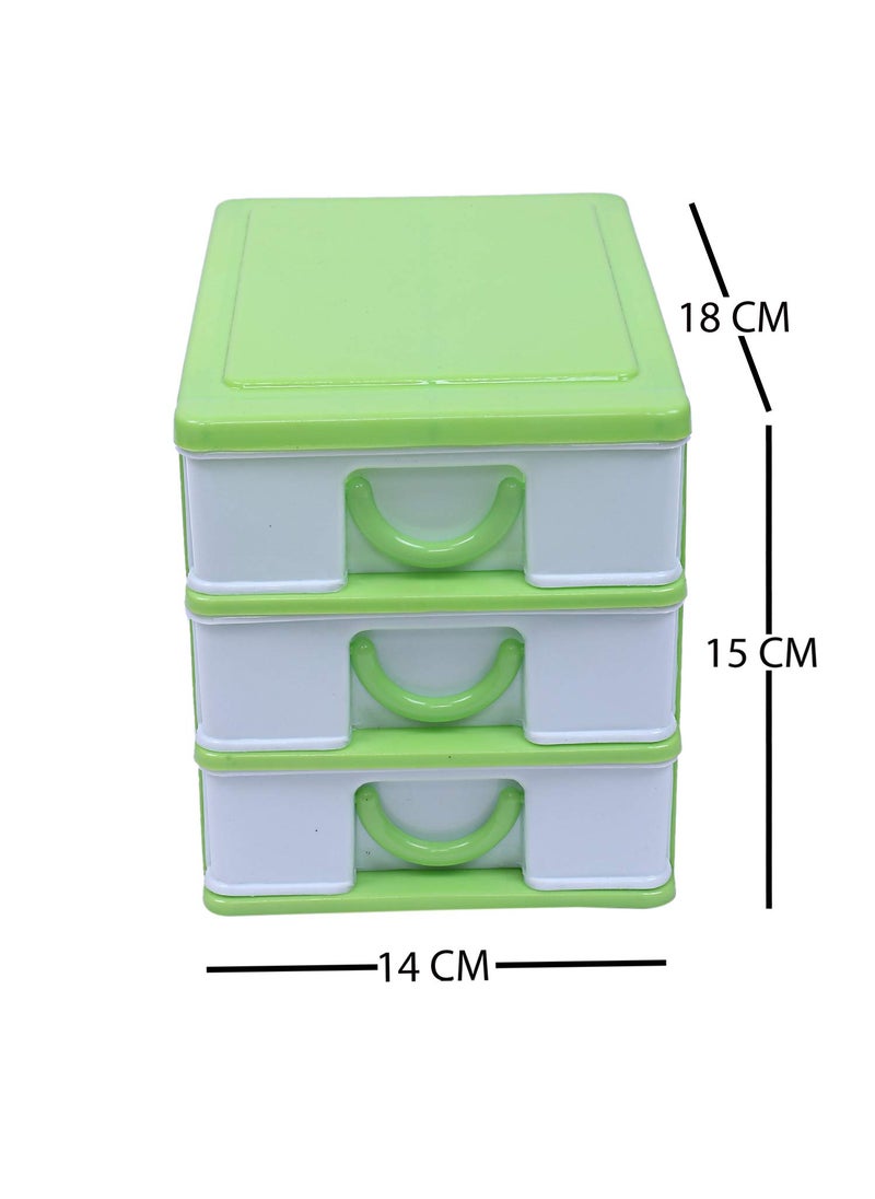 Kuber Industries Kuber Industries Plastic Three Layer Drawer Storage Cabinet Box Green CTKTC025078  - Image 2