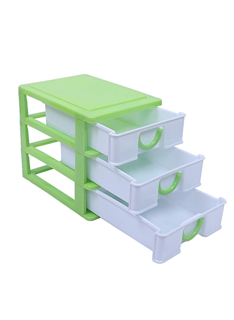 Kuber Industries Kuber Industries Plastic Three Layer Drawer Storage Cabinet Box Green CTKTC025078  - Image 1