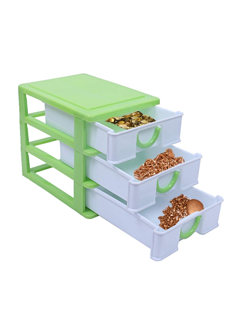 Kuber Industries Kuber Industries Plastic Three Layer Drawer Storage Cabinet Box Green CTKTC025078  - Image 3