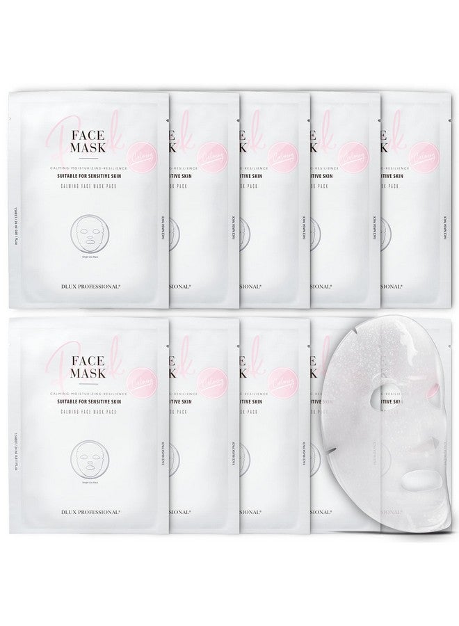 DLUX PROFESSIONAL Calming Face Mask Pack 10 Pcs Calm Irritated Skin Treats Dry And Dull Skin Natural Radiance Antioxidant Effects Revitalize The Skin Skin Repair Mask Antiaging - Image 1