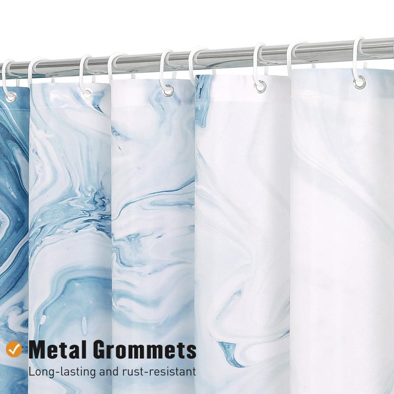 MitoVilla Blue Marble Shower Curtain  Modern Ombre Fabric Cloth Shower Curtains for Luxury Bathroom Decor  Abstract Chic Summer Watercolor Shower Curtain  72x72 - Image 3