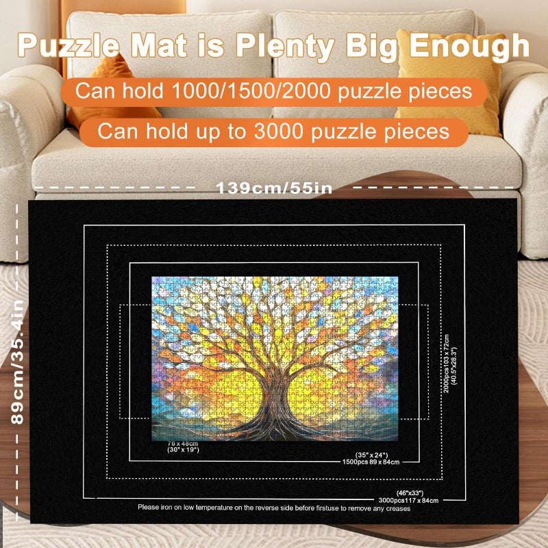Napzy حصيرة الألغاز نابزي - حصائر الألغاز قابلة للتدوير حتى 3000 قطعة مع لوح ألغاز قابل للتدوير ومنظمين للتخزين مع 8 صناديق فرز للألغاز، حقيبة تخزين بسحب، حافظ للألغاز - Image 5