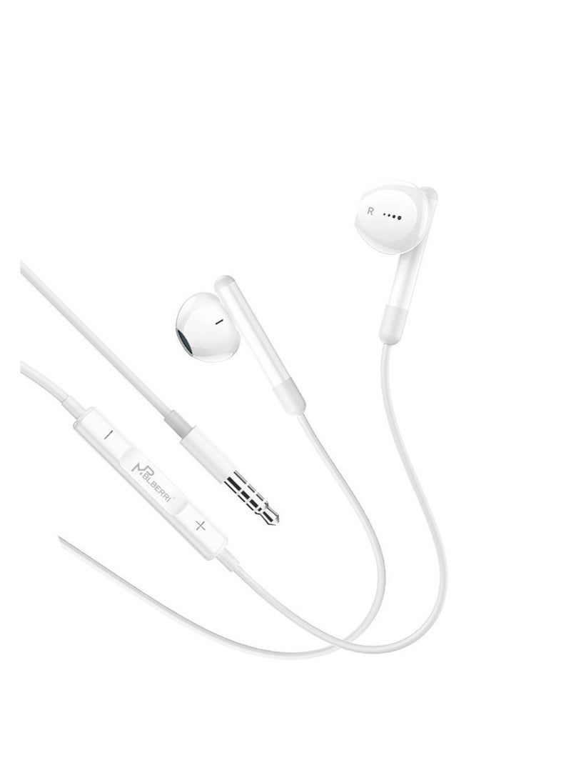 MPBLBERRI Stereo Wired Earphones with Microphone & 3.5mm Jack – In-Ear Headphones with Clear Sound, Built-in Mic & Inline Control for Android, iPhone, Laptop & Tablet