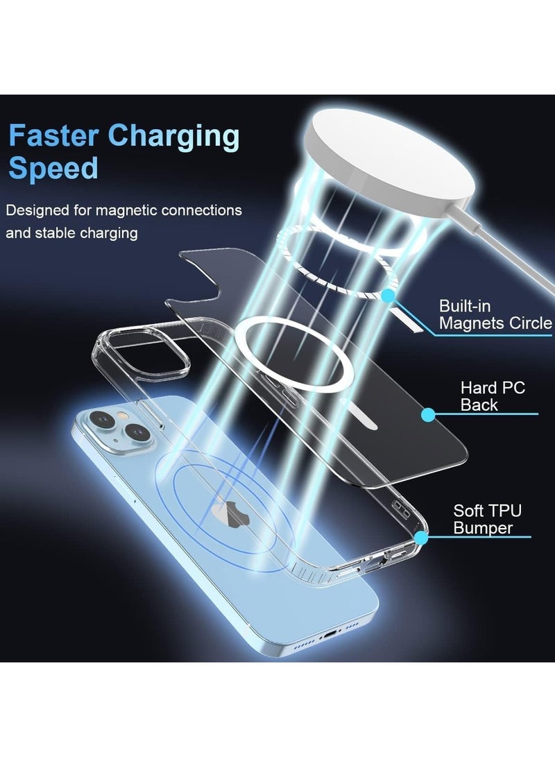 Clear Magnetic Case Compatible with iPhone 15 with Wireless Charging, Soft Silicone TPU Bumper Cover, Thin Slim Fit Hard Back Shockproof Anti-Yellow Protective Case - Image 2