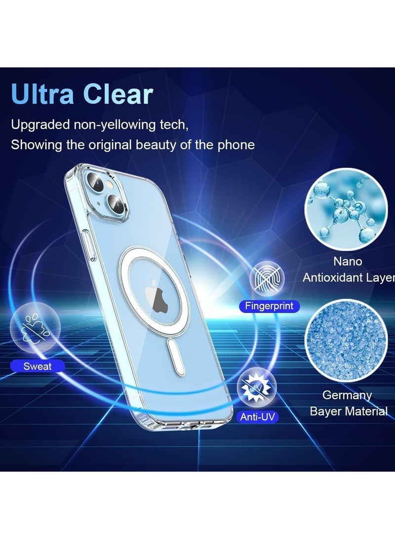 Clear Magnetic Case Compatible with iPhone 15 with Wireless Charging, Soft Silicone TPU Bumper Cover, Thin Slim Fit Hard Back Shockproof Anti-Yellow Protective Case - Image 5